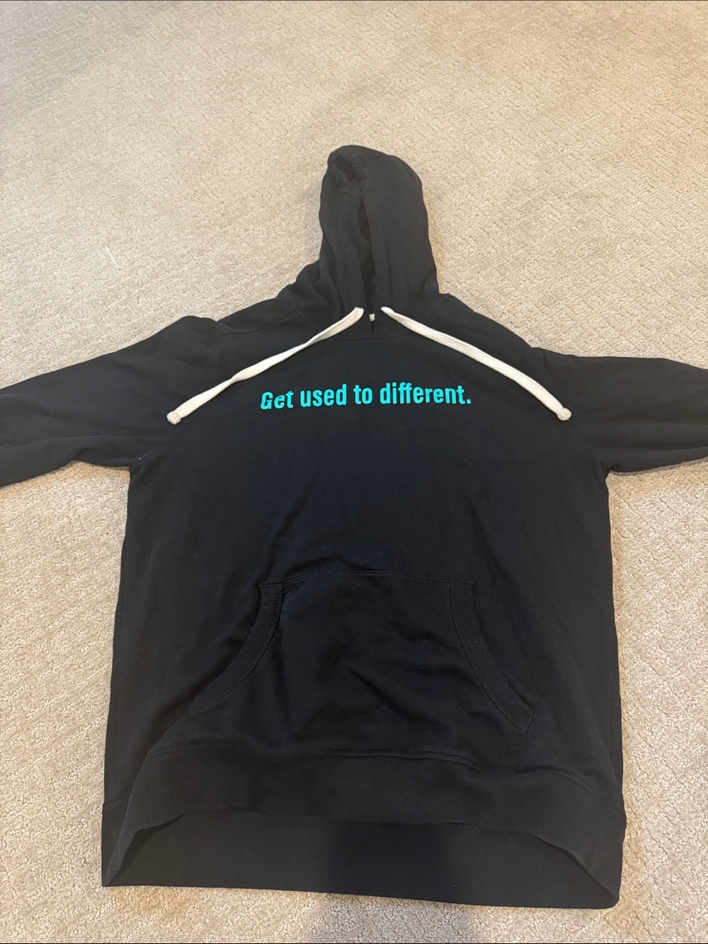 District Black Crewneck Sweatshirt with Teal Slogan - Men